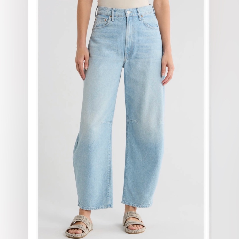 Mother Denim “Snacks” Light Blue Women's Relaxed Barrel Fit Wide Leg Jeans